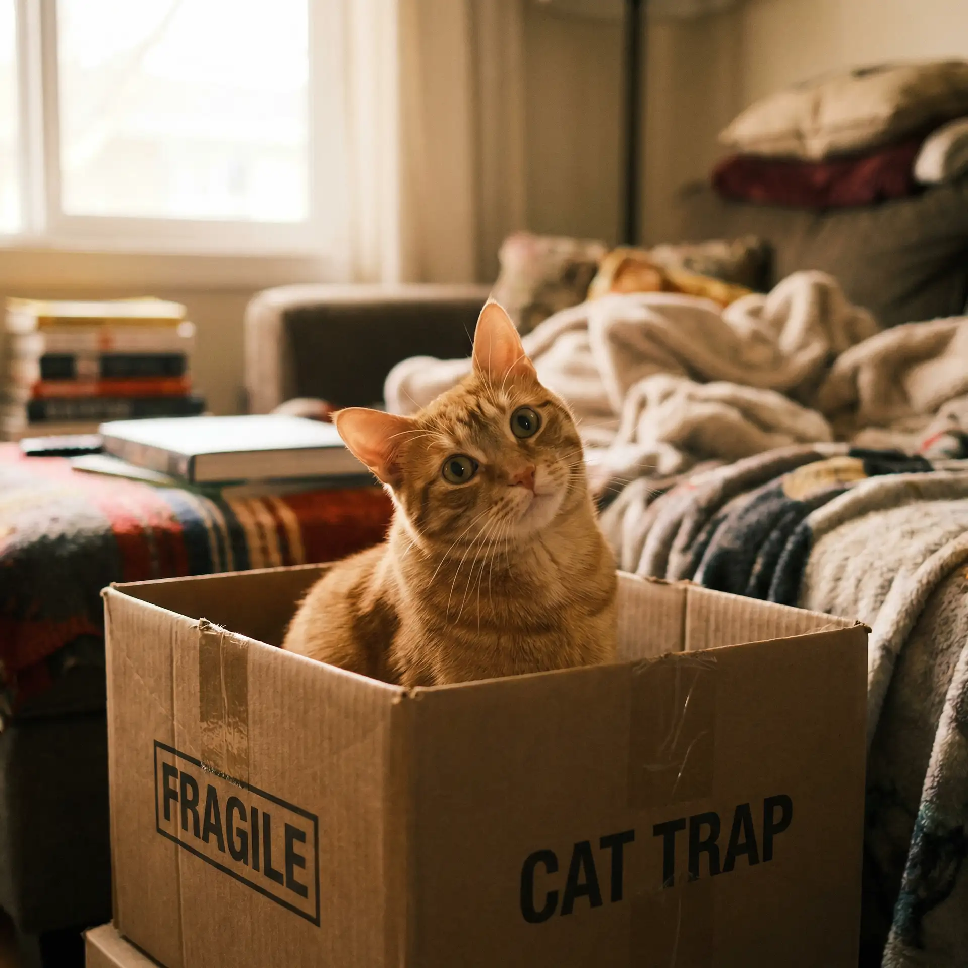 橘猫躲在纸箱里 - 深山猎户h